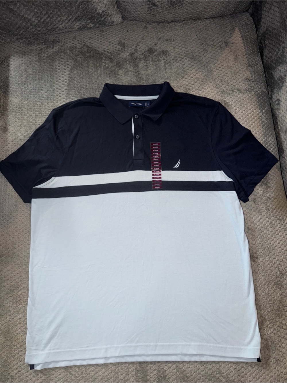 Nautica Men’s Black and White Block Polo Shirt